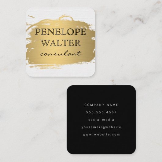 金エレガントフェイク属金ゴールドとパターン スクエア名刺 (正面/裏面)