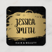 金エレガントフェイク属金ゴールドとブラック スクエア名刺 (正面)