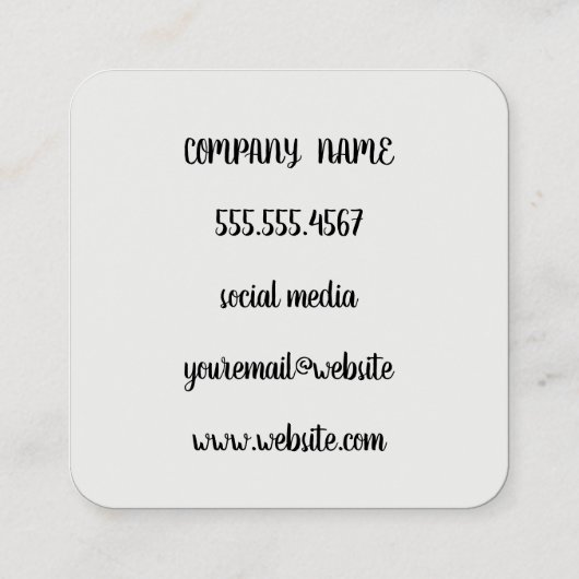 金エレガントフェイク属金ゴールドとブラック スクエア名刺 (裏面)