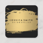 金エレガントフェイク属金ゴールドとブラック スクエア名刺 (正面)