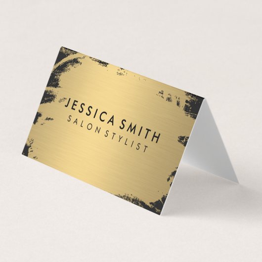 金エレガントフェイク属金ゴールドとブラック 名刺 (正面)