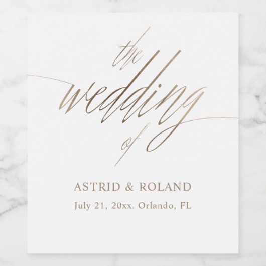 金エレガントフェイク属金ゴールドとホワ結婚イト ワインラベル (シングルラベル)