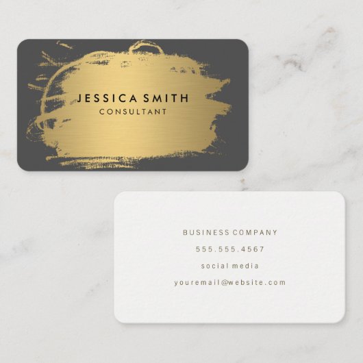 金エレガントフェイク属金ゴールドと灰色 名刺 (正面/裏面)