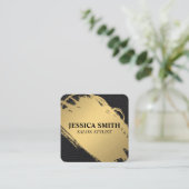 金エレガントフェイク属金ゴールド及び革 スクエア名刺 (スタンド正面)