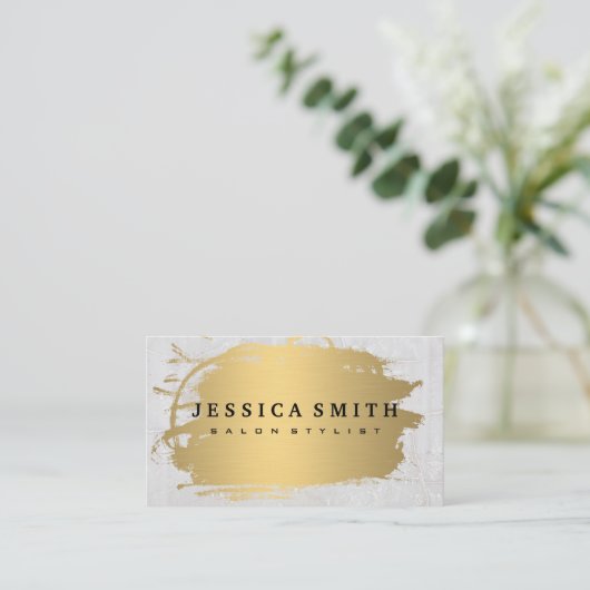 金エレガントフェイク属金ゴールド大理石 名刺 (スタンド正面)