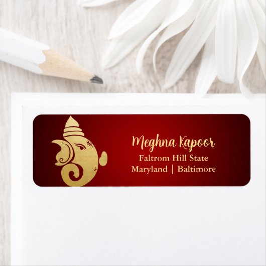 金エレガントフェイク箔ガナパティインディアンゴッドレッド ラベル (インサイチュ)