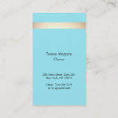 金エレガントフェイク箔ストライプのターコイズブルー 名刺 (裏面)