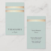 金エレガントフェイク箔ストライプのライトブルー 名刺 (正面/裏面)