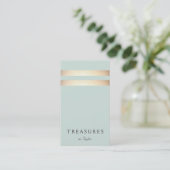 金エレガントフェイク箔ストライプのライトブルー 名刺 (スタンド正面)