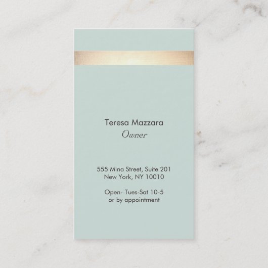 金エレガントフェイク箔ストライプのライトブルー 名刺 (裏面)