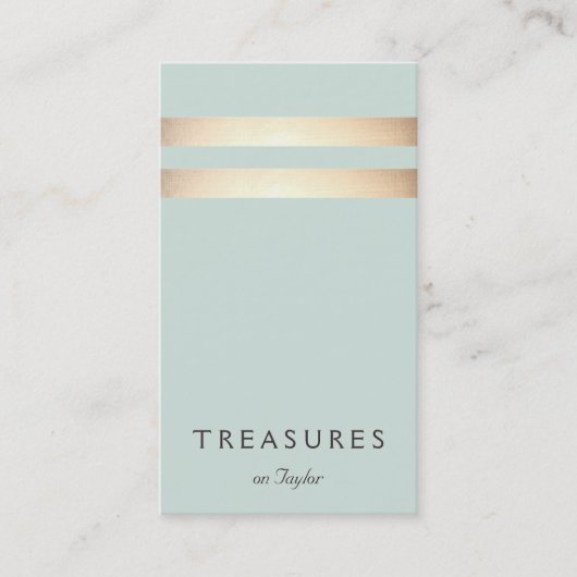 金エレガントフェイク箔ストライプのライトブルー 名刺 (正面)