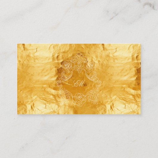 金エレガントフェイク箔バロック結婚のウェブサイト エンクロージャーカード (裏面)