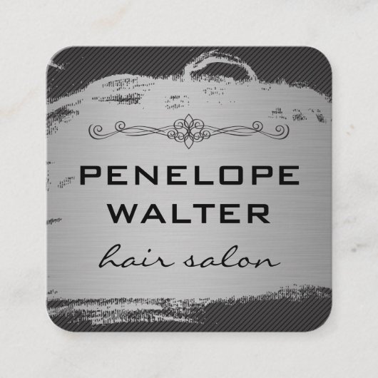 金エレガントフェイク銀と模様 スクエア名刺 (正面)