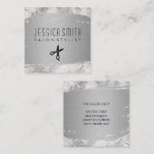 金エレガントフェイク銀ブラシ大理石 スクエア名刺 (正面/裏面)