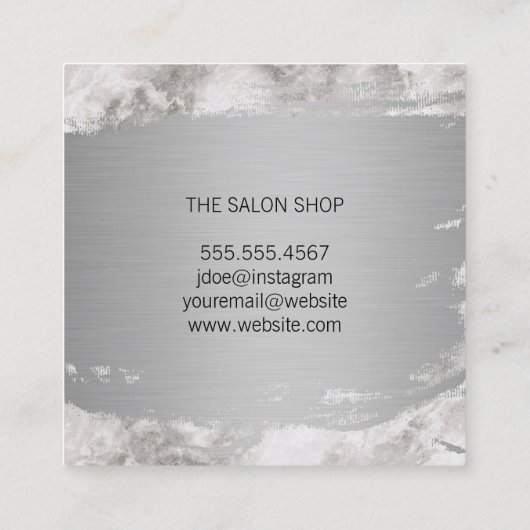 金エレガントフェイク銀ブラシ大理石 スクエア名刺 (裏面)