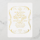 金エレガントフォーマル箔ヴィンテージ結婚軸 箔招待状 (正面)