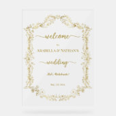 金エレガントフォーマル金フローラ霜よけ歓迎 アクリルサイン (正面)