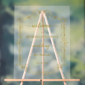 金エレガントフォーマル金フローラ霜よけ歓迎 アクリルサイン (ニュートラル)