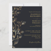 金エレガントフローラ写結婚真 招待状 (正面)