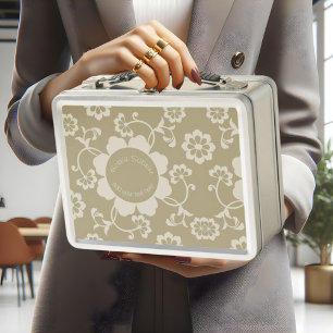 金エレガントフローラ装飾ヴィンテージ メタルランチボックス