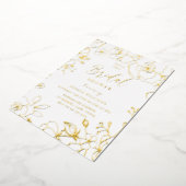 金エレガントブライダルシャワー花実在金ゴールド 箔招待状 (回転した状態)