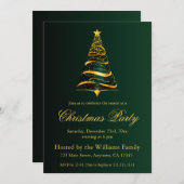 金エレガントミニマルのクリスマスツリー 招待状 (正面/裏面)