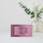 金エレガントミニマルモダン属ピンクパープルシルバー 名刺 (スタンド正面)