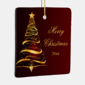 金エレガントミニマル樹メリークリスマス セラミックオーナメント (右)