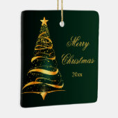 金エレガントミニマル樹メリークリスマス セラミックオーナメント (右)
