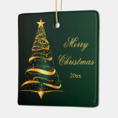 金エレガントミニマル樹メリークリスマス セラミックオーナメント (左)