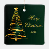 金エレガントミニマル樹メリークリスマス セラミックオーナメント (裏面)