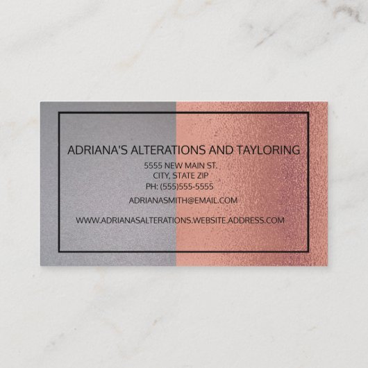 金エレガントモダン属バラ金ゴールド銀 名刺 (裏面)