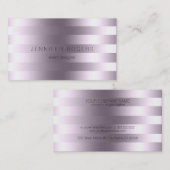 金エレガントモダン属紫の色ストライプ色 名刺 (正面/裏面)