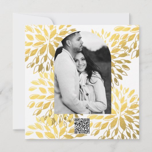 金エレガントモダン箔フローラホワイト招待状 招待状 (裏面)