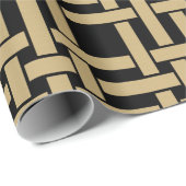 金エレガントモダン茶色のバスケット織りパターン ラッピングペーパー (ロールコーナー)