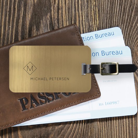 金エレガントモノグラムの名モダン ラゲッジタグ