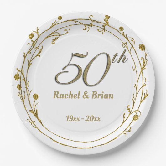 金エレガント周年記念紙プレート ペーパープレート (正面)