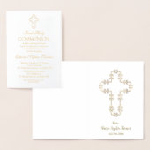 金エレガント実在箔の女の子ファースト聖餐式 箔カード (ディスプレー)