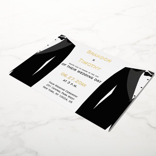 金エレガント実在箔ゲイ結婚式招待状 箔招待状 (回転した状態)