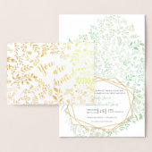 金エレガント実在箔フローラ結婚式招待状 箔カード (ディスプレー)