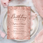 金エレガント属バラ金ゴールドグリッター60誕生日 招待状