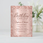 金エレガント属バラ金ゴールドグリッター70誕生日 招待状 (スタンド正面)