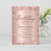 金エレガント属バラ金ゴールドグリッター70誕生日 招待状 (スタンド正面)