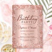 金エレガント属バラ金ゴールドグリッター80誕生日 招待状