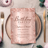 金エレガント属バラ金ゴールドグリッター90誕生日 招待状