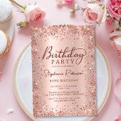 金エレガント属バラ金ゴールドグリッター90誕生日 招待状