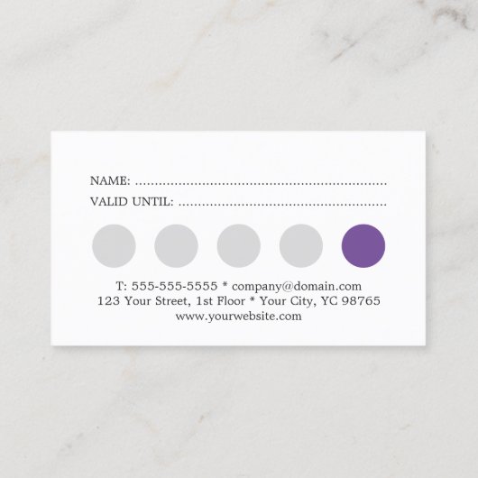 金エレガント属紫グレーサロンロイヤリティカード ロイヤリティカード (裏面)