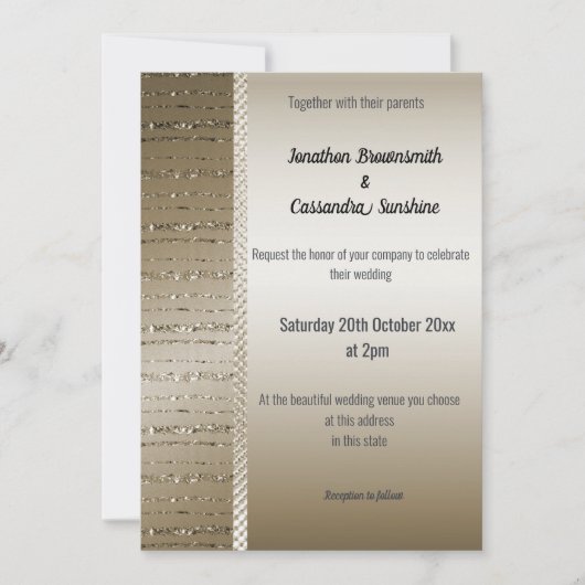 金エレガント属青銅文様結婚式招待状 招待状 (正面)