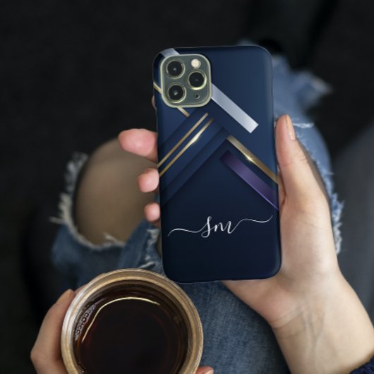 金エレガント属3Dルック書道ブラックモノグラム Case-Mate iPhoneケース