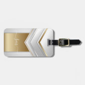 金エレガント属3Dルック書道金ゴールドモノグラム ラゲッジタグ (正面横)